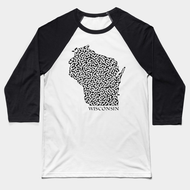 State of Wisconsin Maze Baseball T-Shirt by gorff